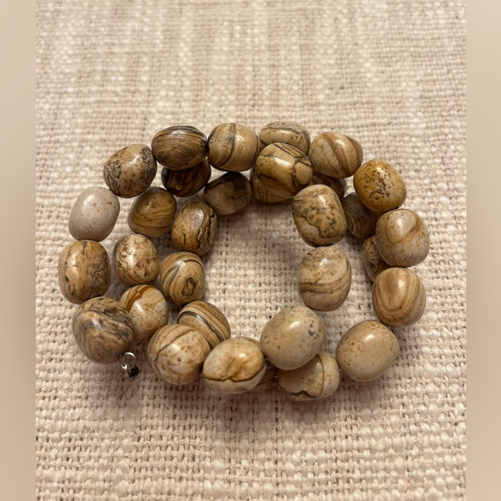 Picture Jasper Beaded Coil Bracelet
